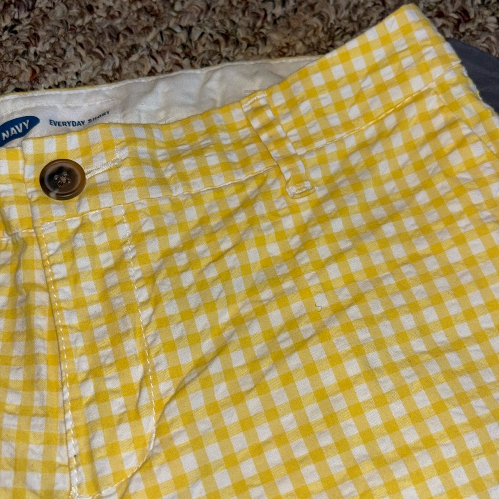 Bundle Old Navy Yellow/White Checkered Gingham New Gray Shorts Size 4 - Picture 3 of 8